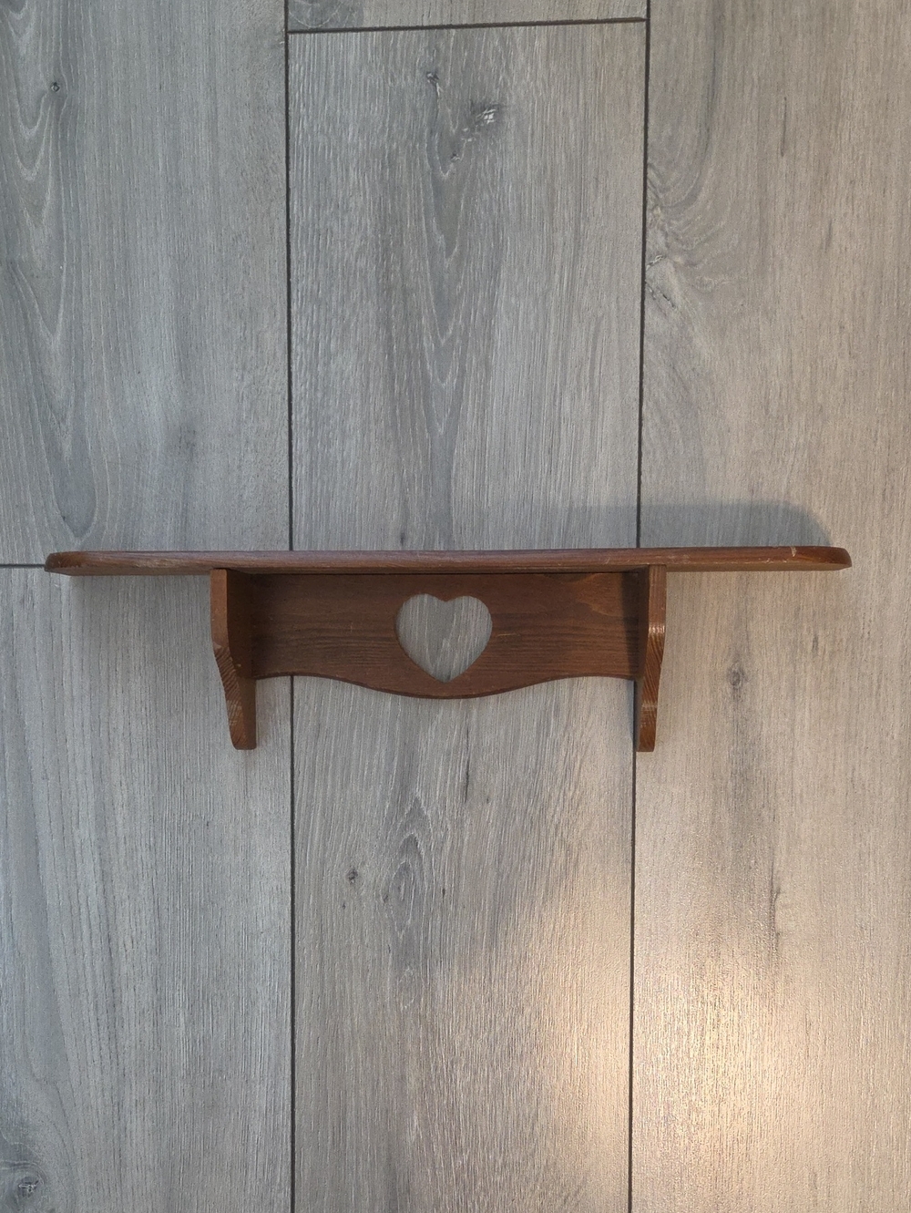 Cottagecore Heart Cutout Wooden Wall Shelf - Brown
